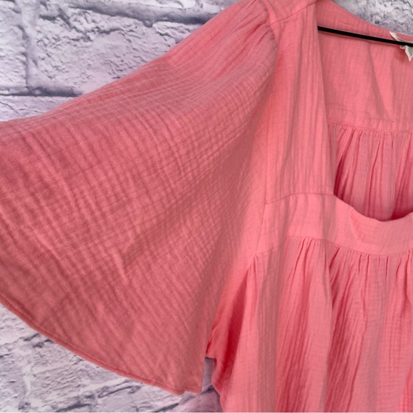 CASLON Square Neck Cotton Short Sleeve Popover In Pink Flamingo size 4X - Picture 3 of 8